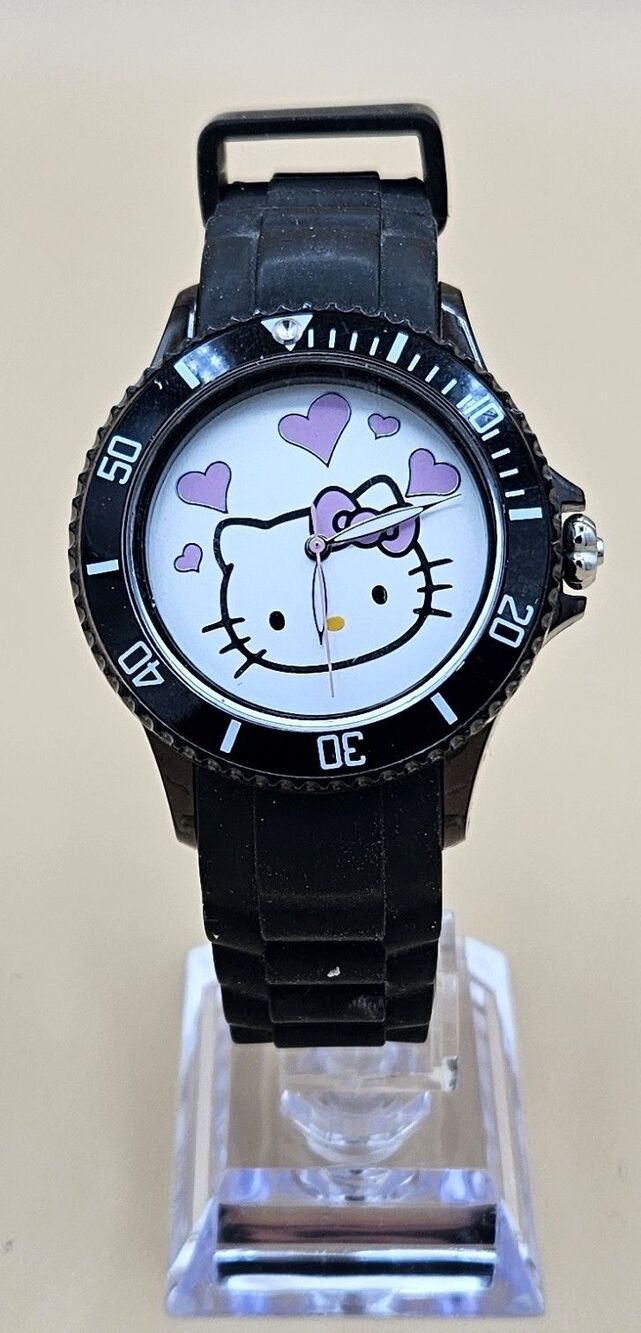Hello Kitty Sanrio Watch HKAQ2414 – Black Band , Japan Quartz, 3ATM